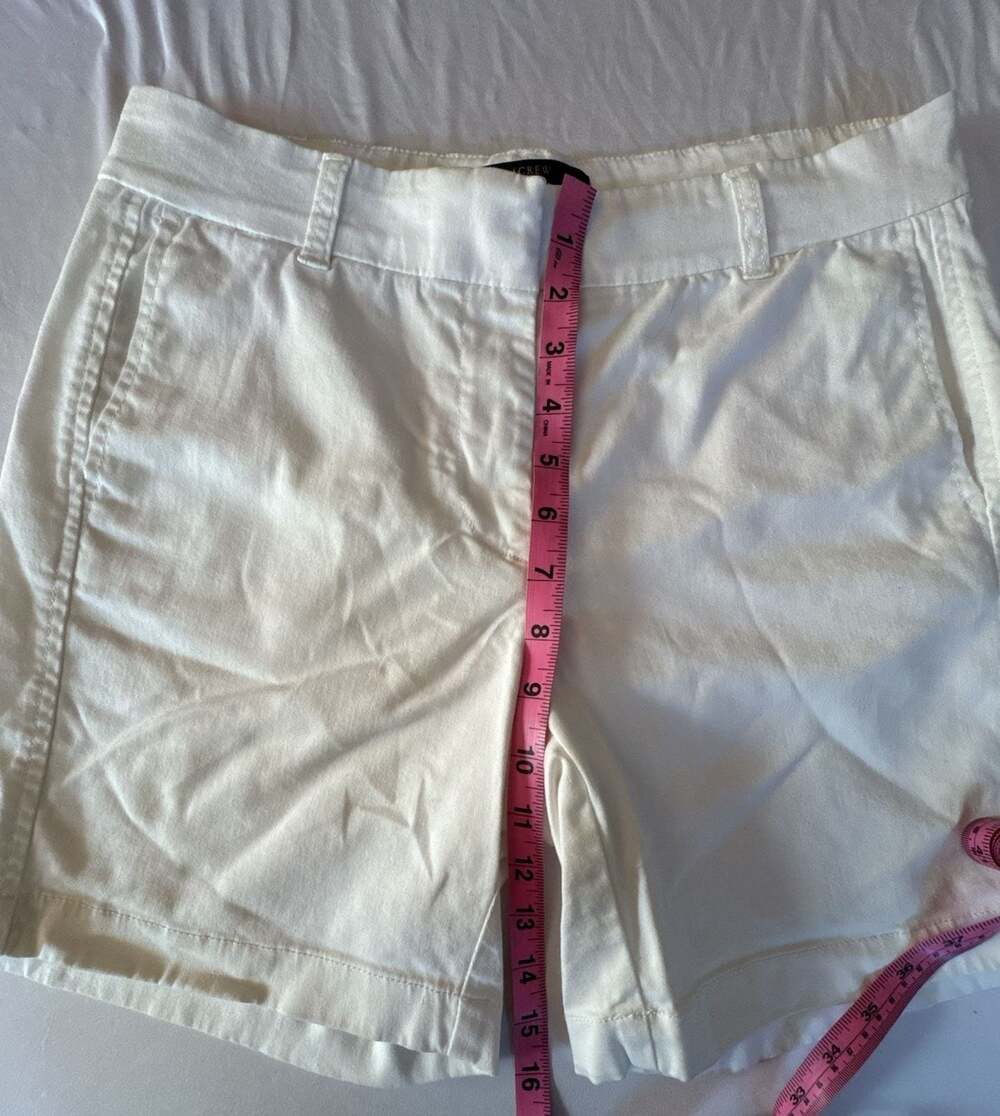 Z631 J.Crew Women's White Cotton Chino Shorts Size 4 - Picture 4 of 5